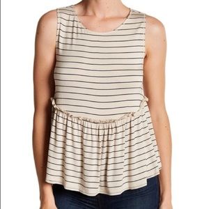 Max Studio Peplum Swing Sleeveless Tank Striped